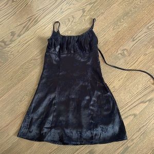 Black floral printed mini dress